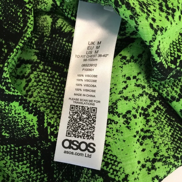 Asos Shirt Button Down Snake Print Medium - Picture 9 of 16